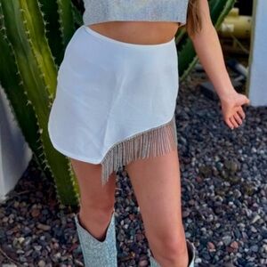 12th Tribe Madelyn White and Sequin Mini Skirt